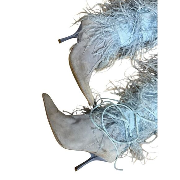 Jeffrey Campbell Shake Ya Boot Baby Blue Feather Leather Boots 7.5 - Picture 3 of 16
